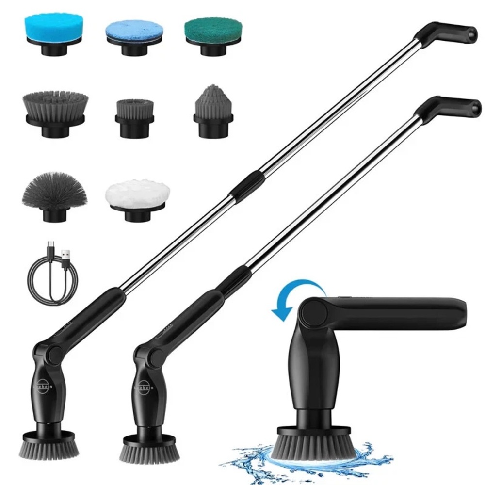 Leebein Electric Spin Scrubber Shower Scrubber with 8 Brush Heads
